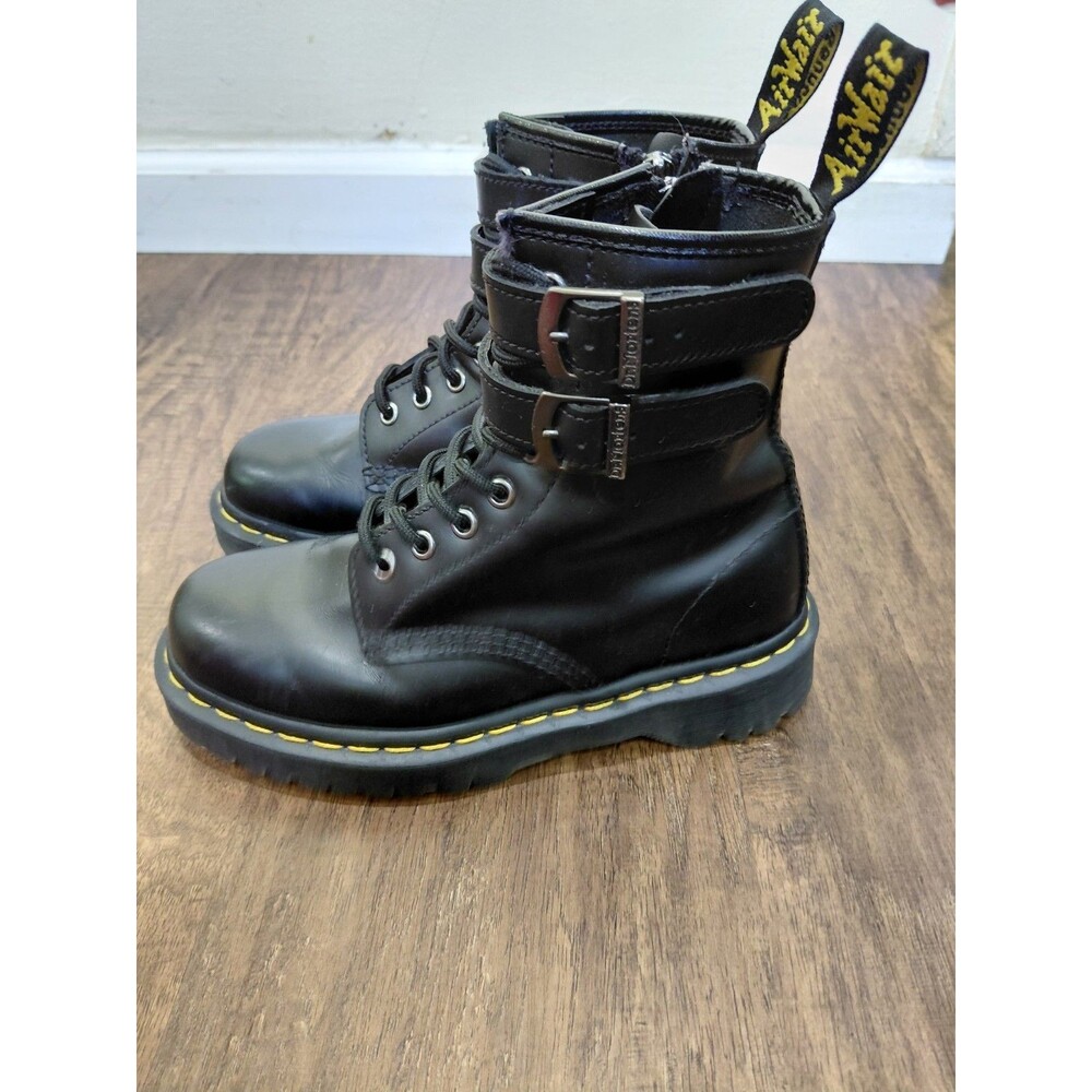 Dr. Martens Women's Black Leather Platform Combat Boots